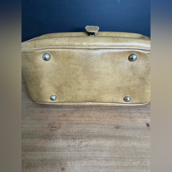 Vintage 70’s Flite-Line Mustard Zip Hand Luggage Yellow Overnight Travel Bag - Picture 11 of 12